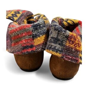 American Rag Womens 9 Moccasin Shoe Boots Suede Aztec Tie Yellow Red Casual boho